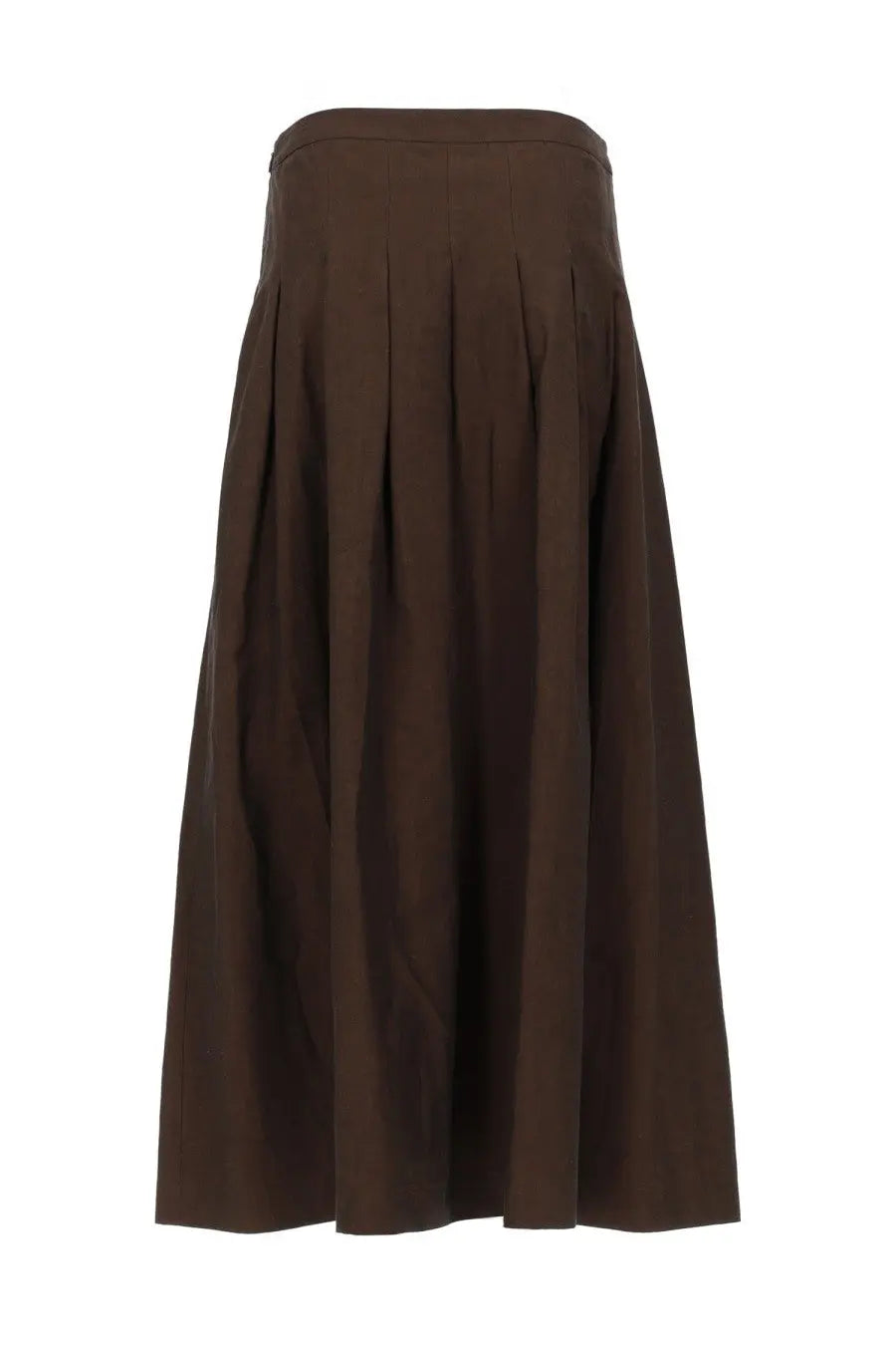Pt Torino women’s gonna midi Mirna brown sleek dark brown pleated midi skirt with structured waistband and flowing fabric