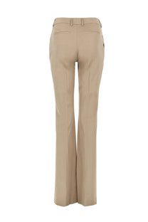 Pt Torino women’s pantalone Elsa beige tailored straight-leg trousers with subtle back pleats shown from the back side
