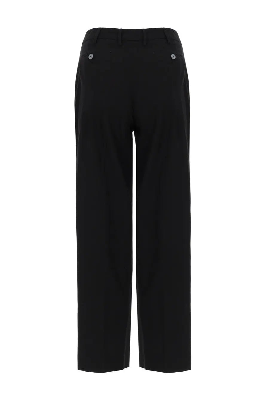 Pt torino women’s pantalone emma black wide-leg trousers with tailored fit and silver button accents on back pockets