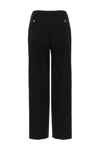 Pt torino women’s pantalone emma black wide-leg trousers with tailored fit and silver button accents on back pockets