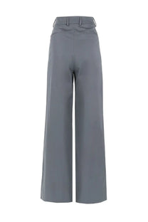 Gray high-waisted wide-leg gabardina stretch trousers with tailored fit and subtle front pleats by pt torino