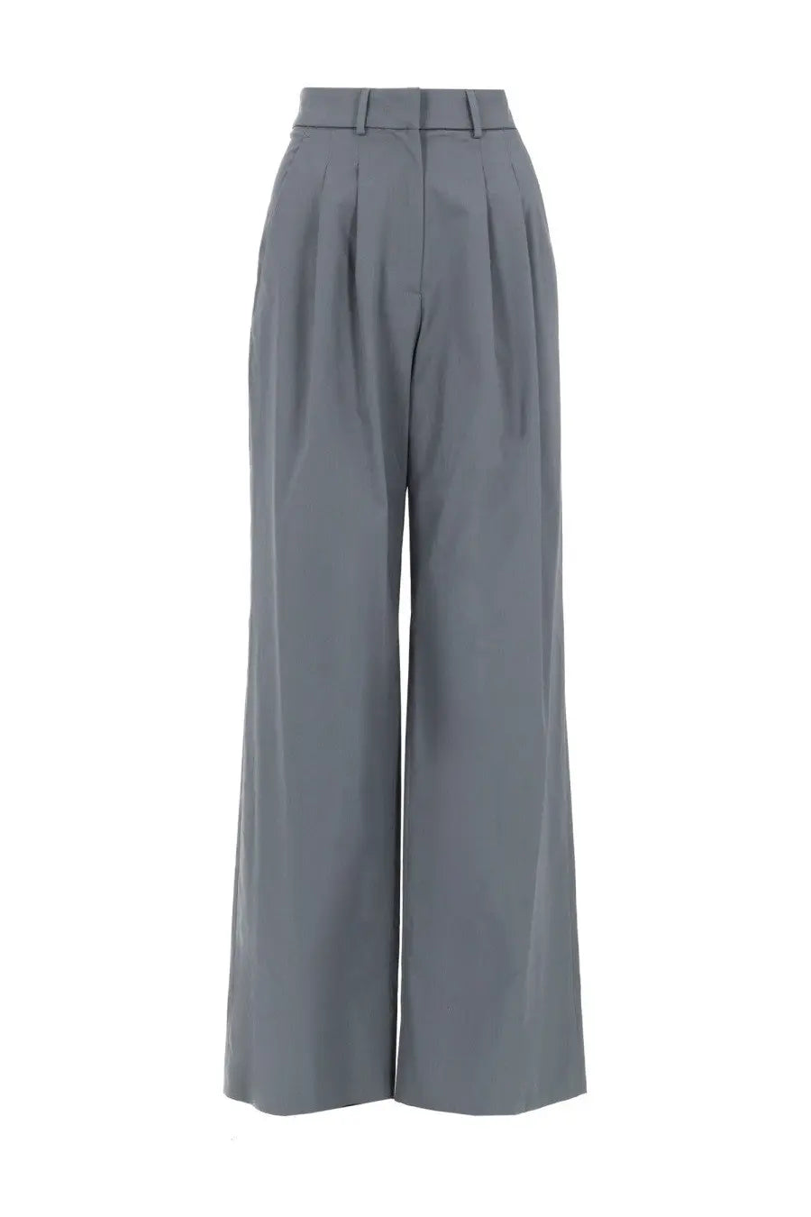 Pt torino women’s pantalone frankie gray high-waisted wide-leg trousers in gabardina stretch with pleated front