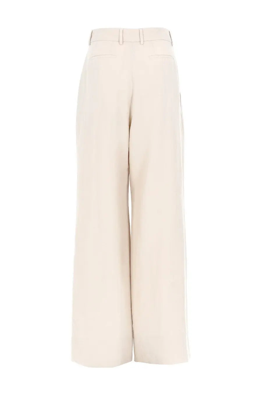 Cream-colored pt torino women’s pantalone frankie wide-leg trousers in linen cotton with tailored fit and side seam detail