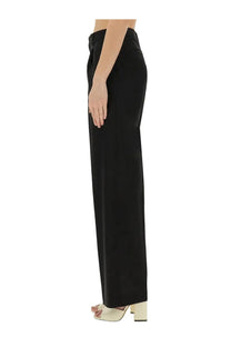 Pt Torino women’s pantalone lola black high-waisted wide-leg trousers in smooth tailored fabric