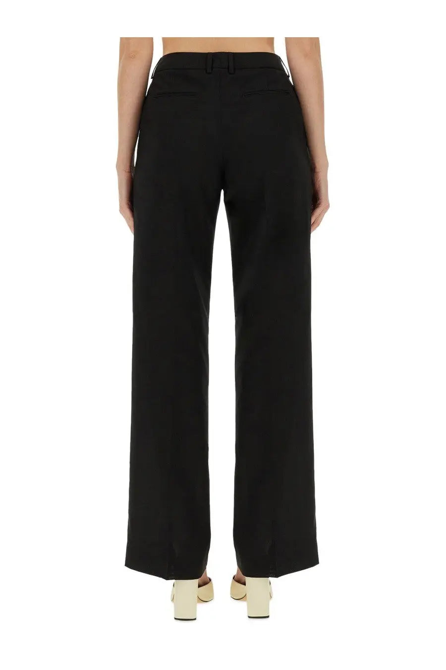 Pt Torino women’s pantalone Lola black wide-leg trousers with sleek tailored fit and subtle creases