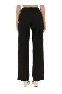 Pt Torino women’s pantalone Lola black wide-leg trousers with sleek tailored fit and subtle creases