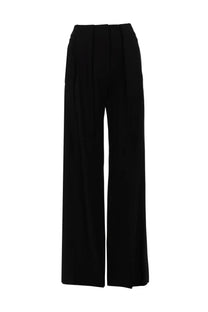 Pt torino women’s pantalone nicol black twill high-waisted wide-leg trousers with a sleek tailored fit
