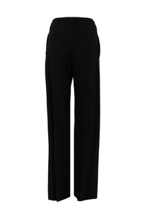 Pt Torino women’s pantalone Nicol black twill wide-leg trousers with tailored fit and subtle side slits