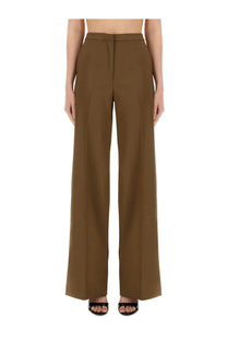 Pt torino women’s pants diana brown high-waisted wide-leg trousers with a sleek tailored fit in brown
