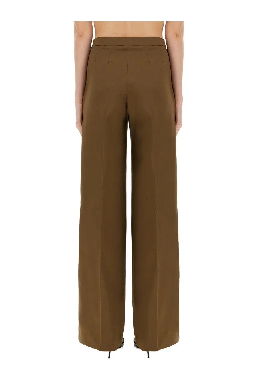 Pt torino women’s pants diana brown are brown wide-leg trousers with a tailored fit and subtle creasing