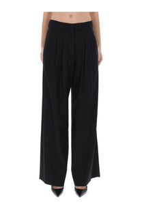 Pt Torino women’s pants Frankie black high-waisted wide-leg trousers with pleated front and tailored fabric