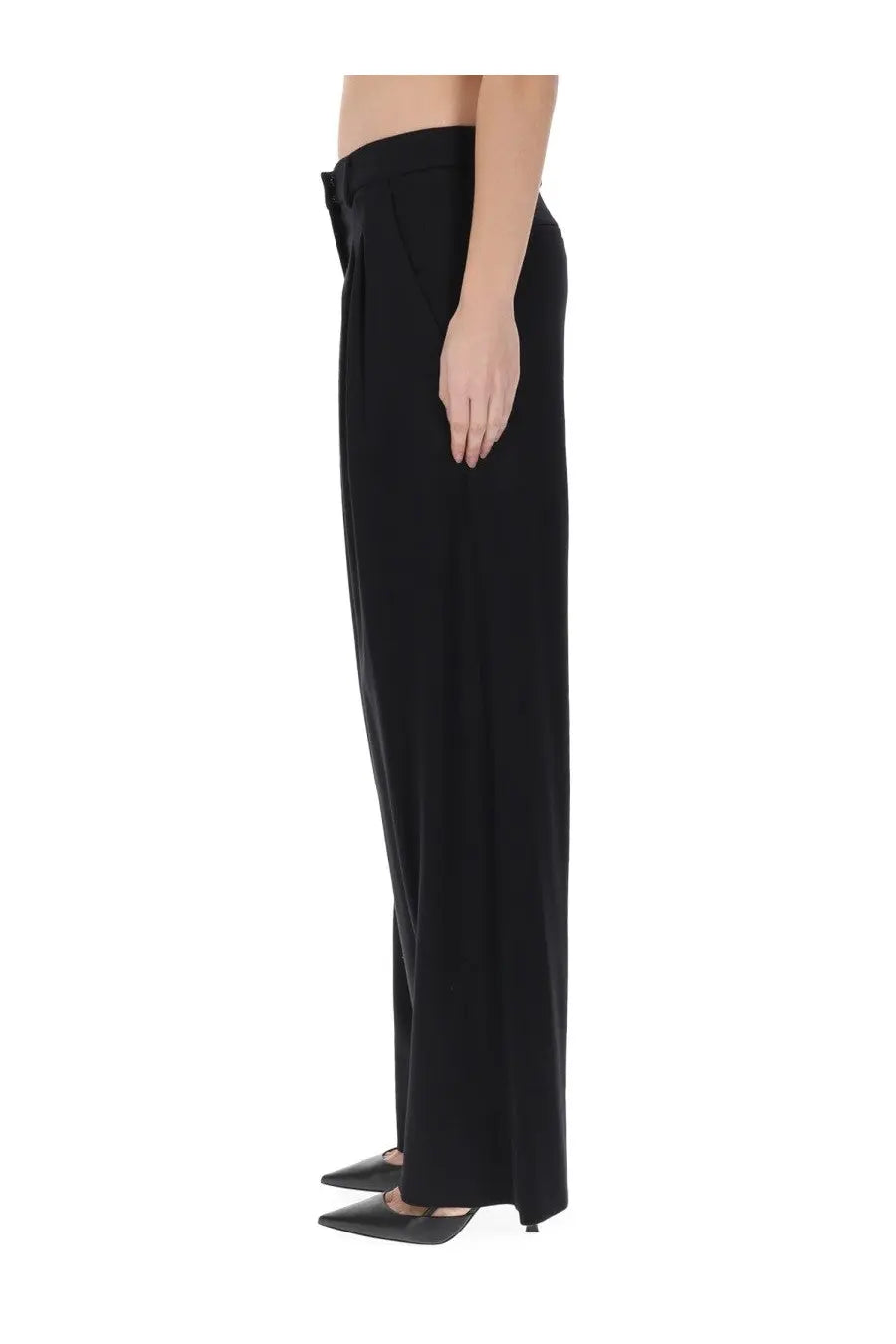 Pt Torino women’s black wide-leg trousers with high waist and pleated front for stylish office wear