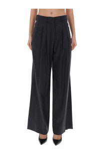 Black high-waisted pleated wide-leg trousers by pt torino for women in grey suitable for formal and casual wear