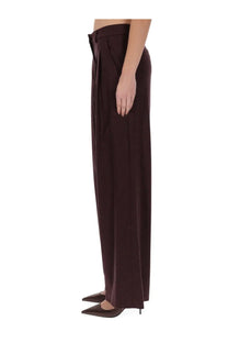 Pt Torino women’s dark brown wide-leg high waist trousers with front pleats ideal for stylish casual wear