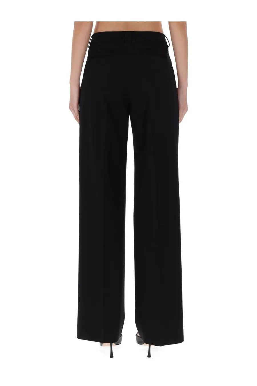 Pt torino women’s pants lola black high-waisted wide-leg trousers with sleek tailored fit