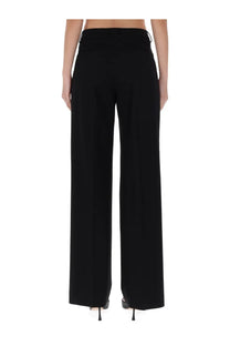 Pt torino women’s pants lola black high-waisted wide-leg trousers with sleek tailored fit