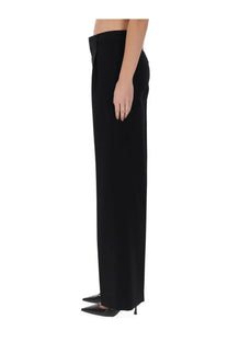 Pt Torino Women’s pants Lola black high-waisted wide-leg trousers with sleek straight cut and smooth fabric