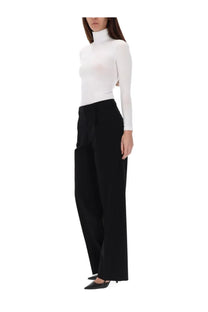 Pt Torino women’s black wide-leg pants with a high waist and tailored silhouette in smooth fabric