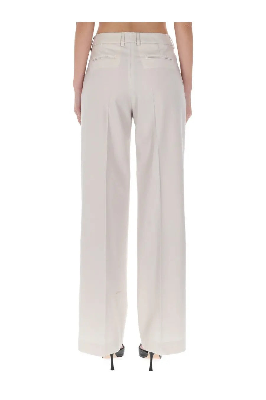 Pt Torino women’s pants Lola pink beige wide-leg trousers with tailored fit and subtle front pleats