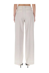 Pt Torino women’s pants Lola pink beige wide-leg trousers with tailored fit and subtle front pleats