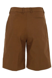 Brown chino shorts for women by pt torino featuring a belt loop and back pocket shown from the back side