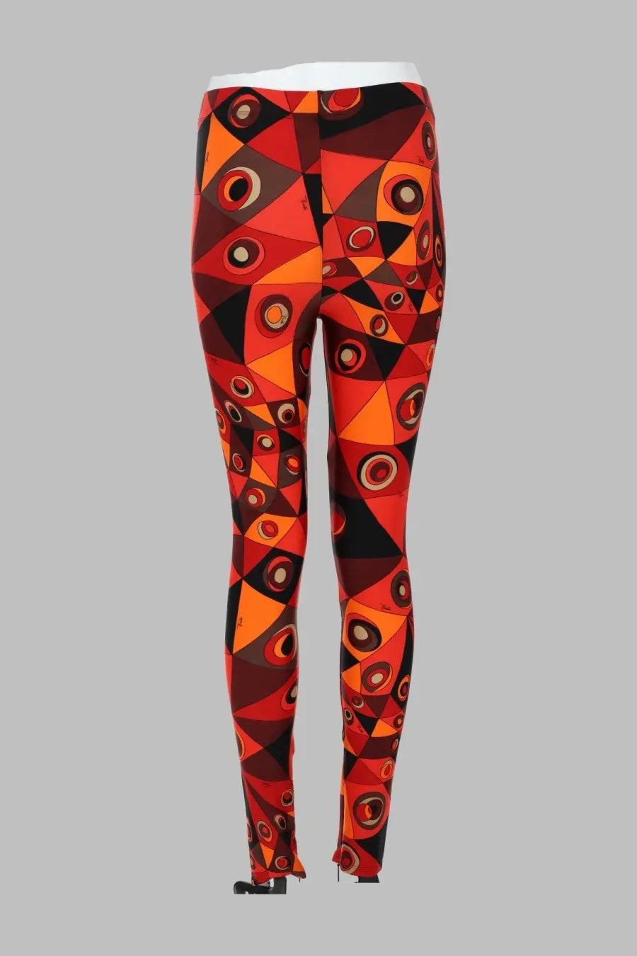Pucci women’s leggings con stampa orange featuring red and orange geometric patterns with circular motifs