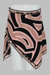 Pucci women minigonna asimmetrica in seta con stampa blue pink and black geometric patterned silk scarf worn as wrap skirt