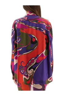 Pucci women’s orchid print shirt multicolor vibrant long-sleeved silk blouse with bold psychedelic pattern