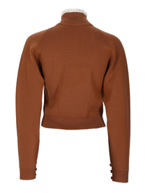 Chloé Women's Pullover Collo Alto in Maglia DI Lana Pizzo Brown