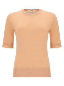 Chloé Women's Pullover Maniche Corte in Maglia DI Lana Blue