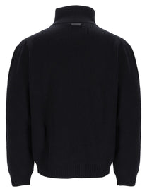 Saint Laurent Men's Pullover Con Mezza Zip in Lana Coste Black