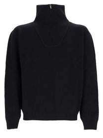 Saint Laurent Men's Pullover Con Mezza Zip in Lana Coste Black