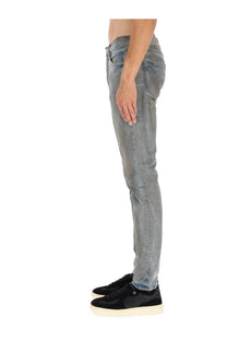 Purple brand men’s slim-fit mud blue denim pants with subtle fading and classic five-pocket design