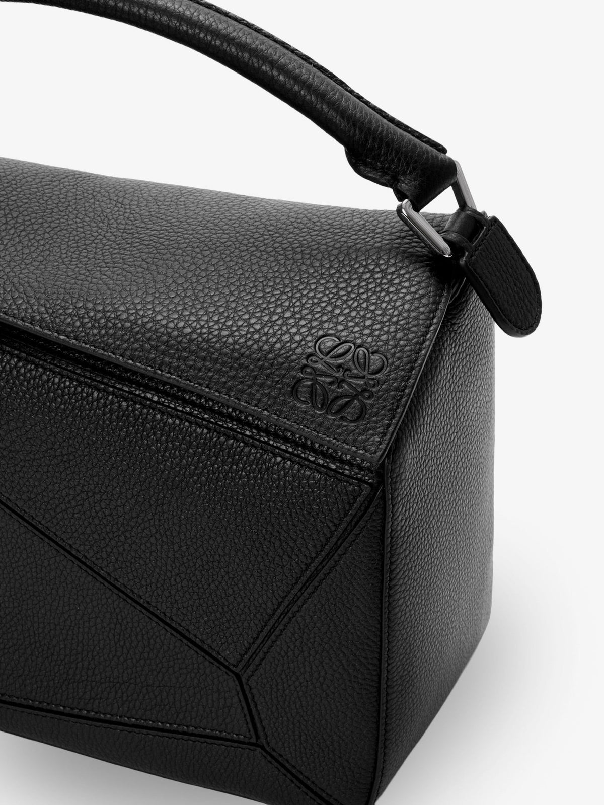 Loewe Men's Puzzle Large Textured Leather Handbag Black, view 5