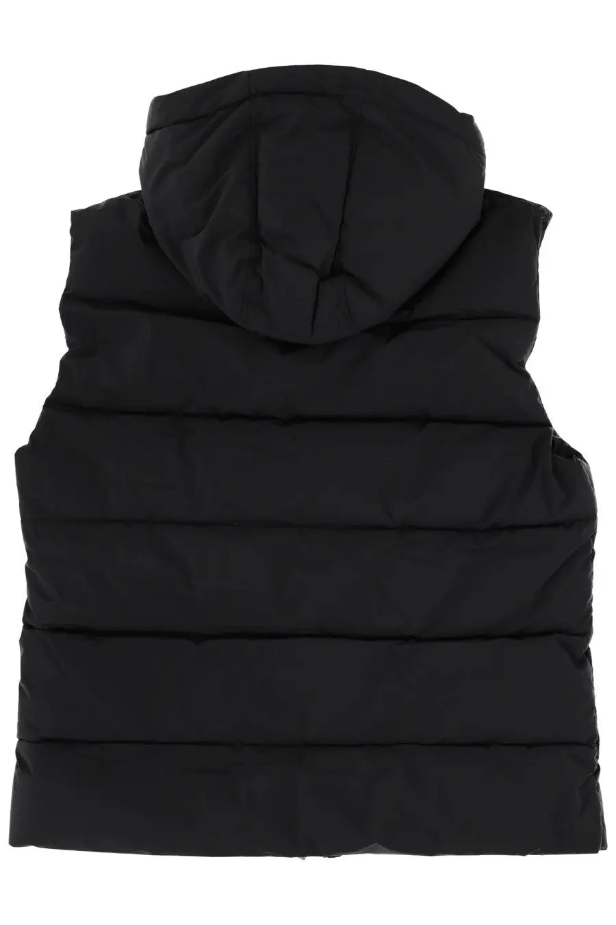 Pyrenex unisex spoutnic vest black quilted hooded vest with horizontal stitching and water-resistant finish