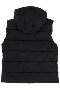 Pyrenex unisex spoutnic vest black quilted hooded vest with horizontal stitching and water-resistant finish