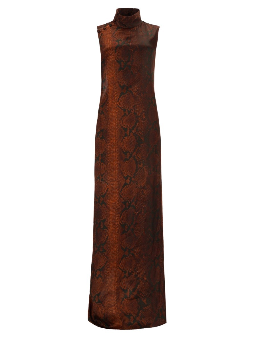 Jean Paul Gaultier Women's Python Print Long Dress Red