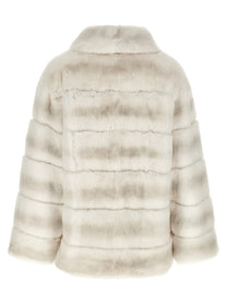 Yves Salomon Quilted Fur Coat White