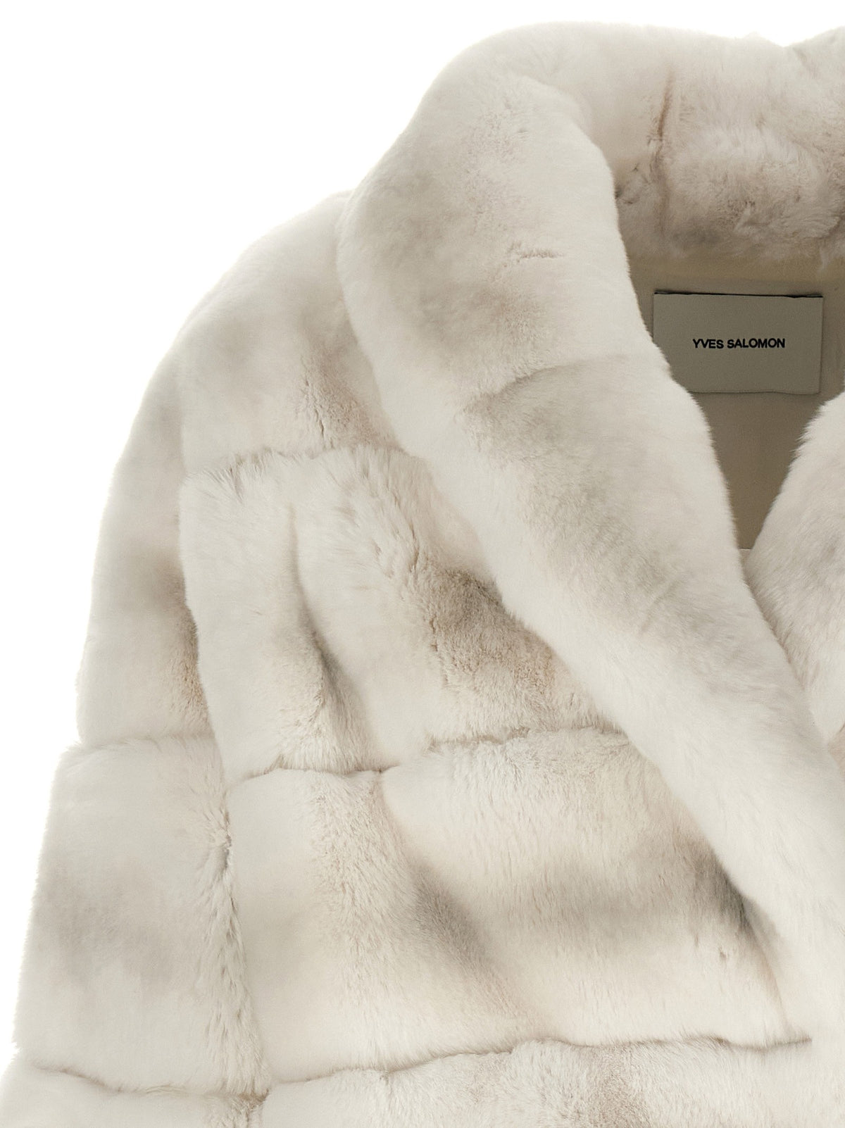 Yves Salomon Quilted Fur Coat White