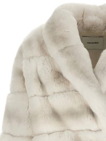 Yves Salomon Quilted Fur Coat White