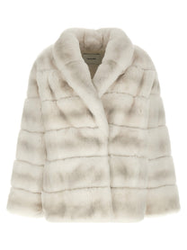 Yves Salomon Quilted Fur Coat White