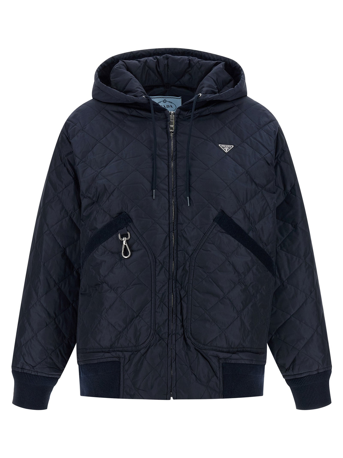 PRADA Quilted Hooded Jacket Blue