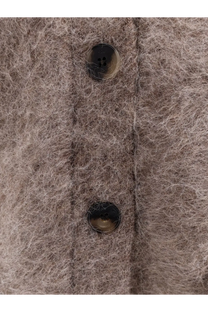 Fuzzy taupe wool coat with dark brown buttons from r2w women’s alpaca blend cardigan beige collection