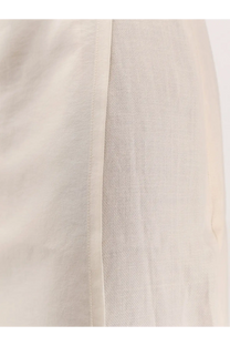 Beige linen skirt with subtle textured weave and clean straight seam from r2w women’s amora linen skirt white collection