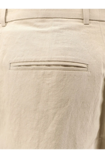 Beige r2w women’s lumira linen and cotton trousers with subtle textured weave and clean stitched welt pockets