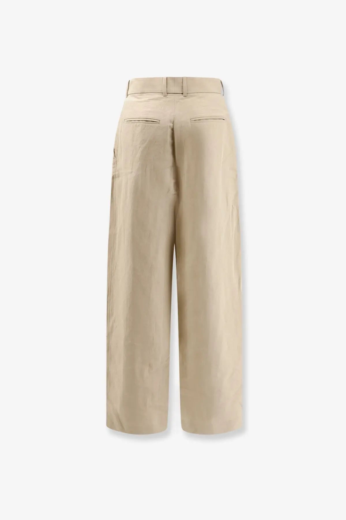 Beige wide-leg R2W women’s Lumira linen and cotton trousers with minimalist design and subtle stitching details
