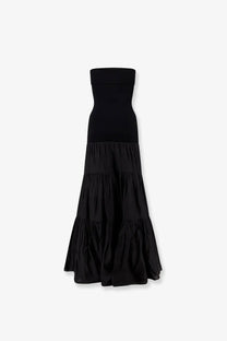 R2w women’s black strapless maxi dress with tiered ruffle skirt perfect for elegant occasions