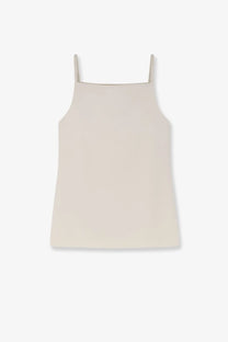 R2W women’s tinta square neck top white in off-white minimalist spaghetti strap tank top design