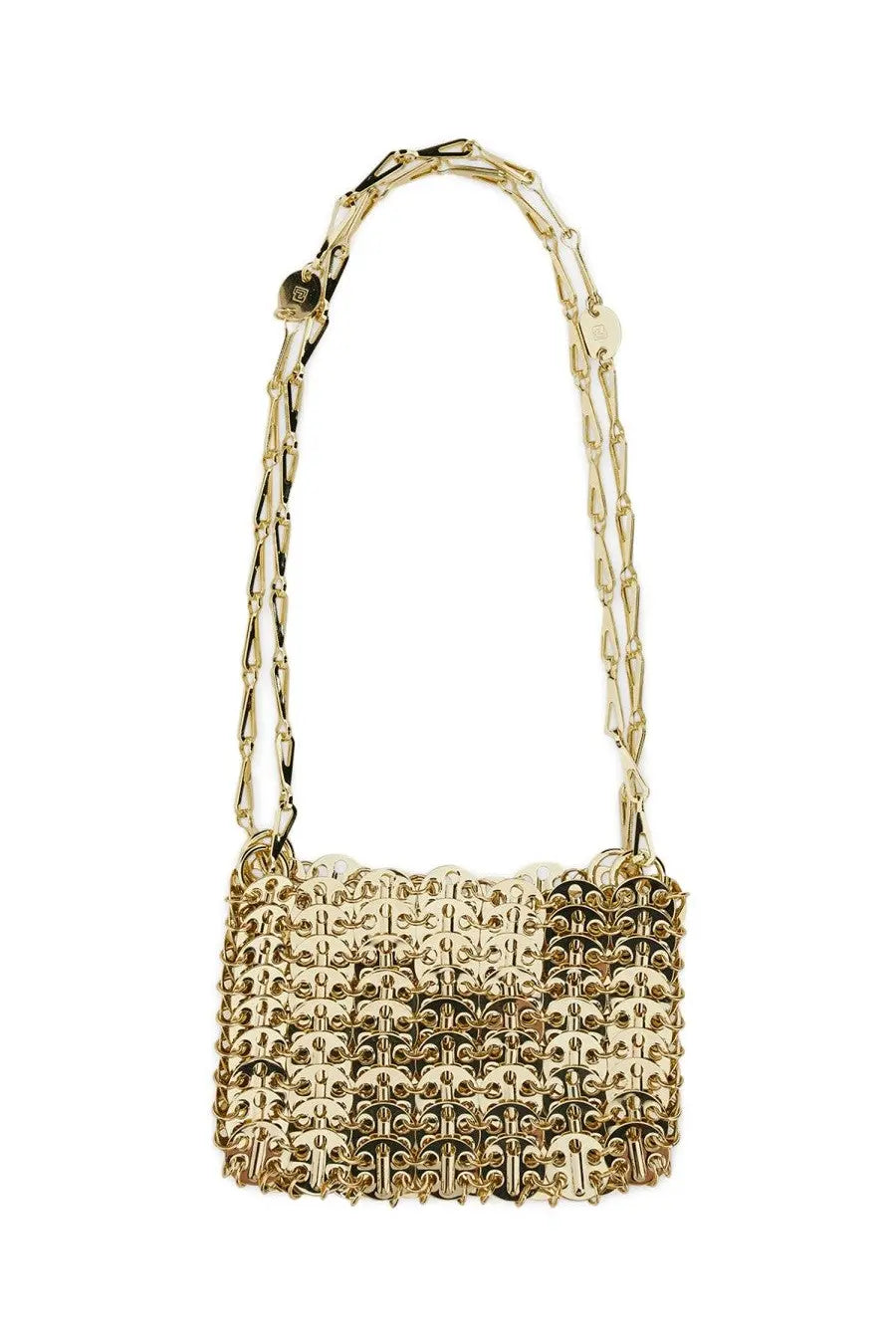 Rabanne women’s borsa iconic nano gold gold-toned chain-link shoulder bag with distinctive interlocking metal design