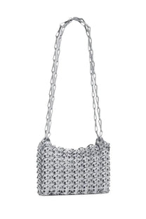 Rabanne women’s borsa iconic nano silver metallic chain-link shoulder bag with distinctive interlocking design